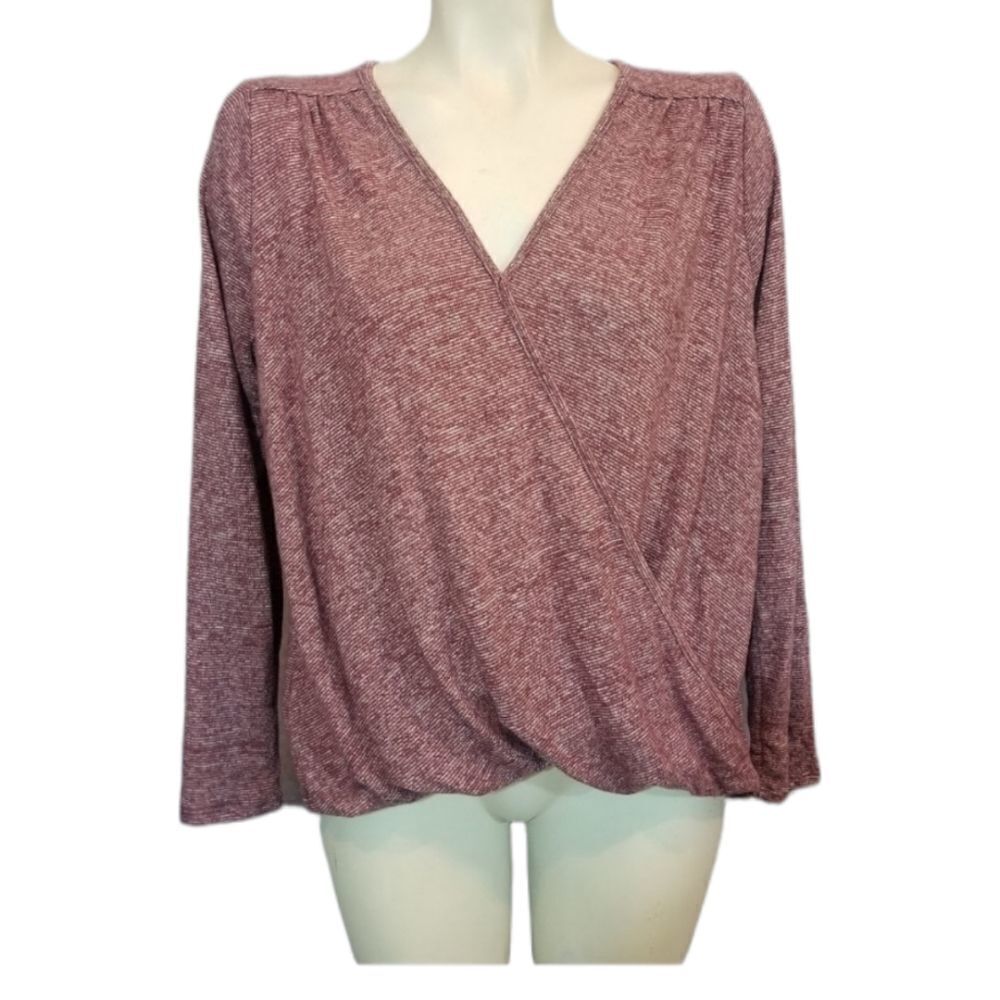 White‎ Willow Dusty Rose Surplice Blouse Sz M
